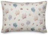 Multi Shell Coral and Yellow Plus on White 20 x 14 Spun Poly Pillow