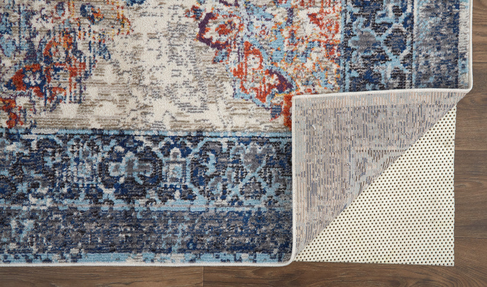 Weave & Wander Bellini Rug, Blue/Rust/Gray, 9ft-2in x 12ft-4in Rug