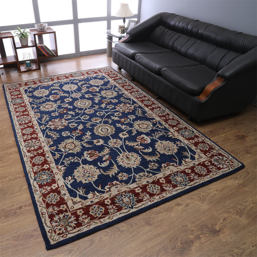 HAND TUFTED WOOL ECO-FRIENDLY AREA RUGS - Rectangle,Blue Red,Oriental