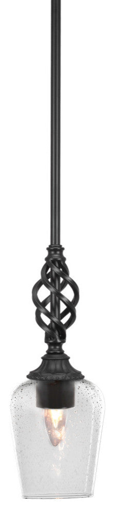 Elegante Mini Pendant Shown In Matte Black Finish With 5" Clear Bubble Glass