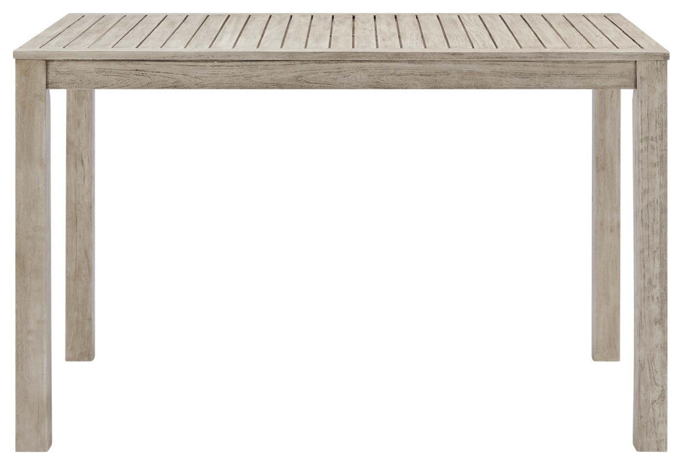 Bar Side Table, Rectangular, Wood, Gray, Modern, Outdoor Patio Cafe Bistro