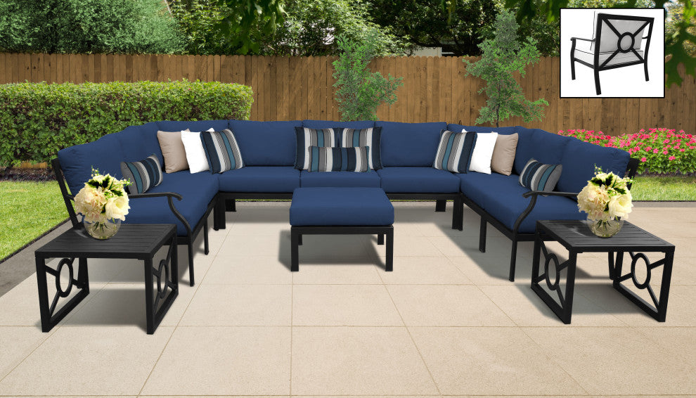 kathy ireland Madison Ave. 12 Piece Aluminum Patio Furniture Set 12g, Midnight