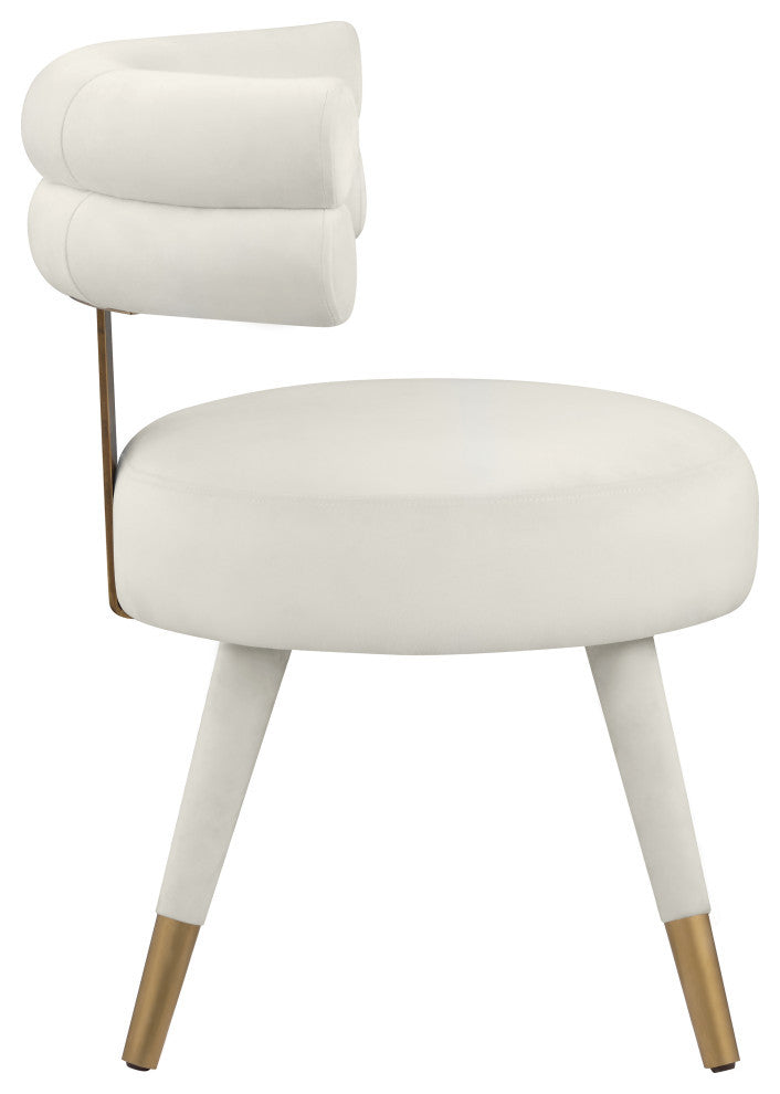 Fitzroy Velvet Upholstered Dining Chair (Set of 2), Cream