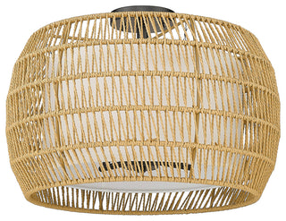 Everly 4-Light Semi-Flush With Natural Rattan Shade
