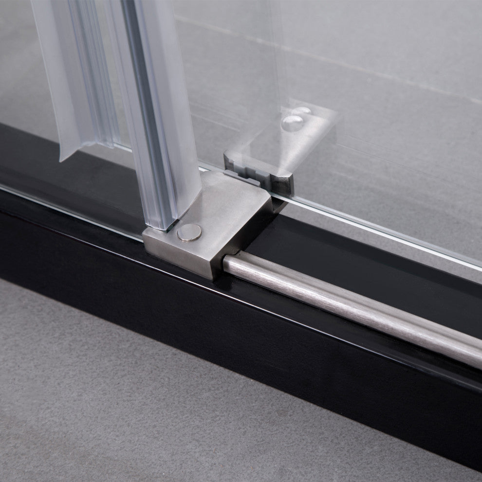 Massa Single Sliding Frameless Shower Door, Brushed Nickel, 48"x76"