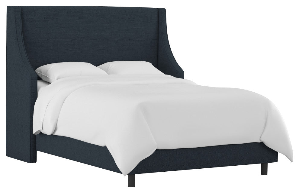Wingback Bed, Linen Navy, Full