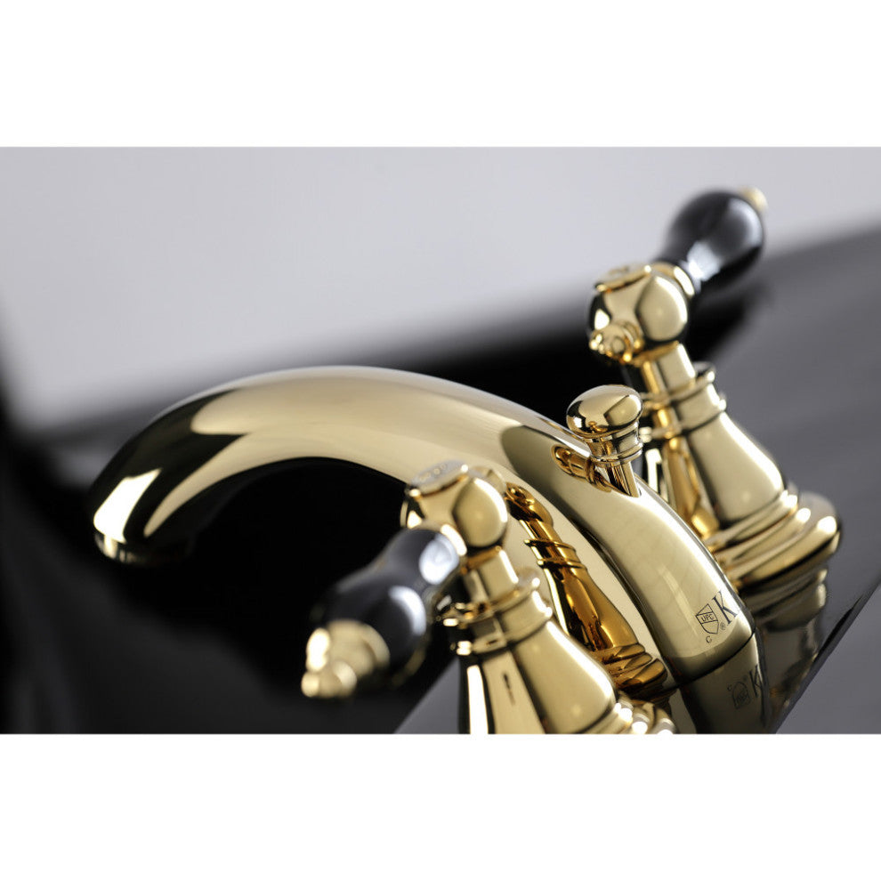 KB952AKL Widespread Bathroom Faucet With Plastic Pop-Up, Polished Brass