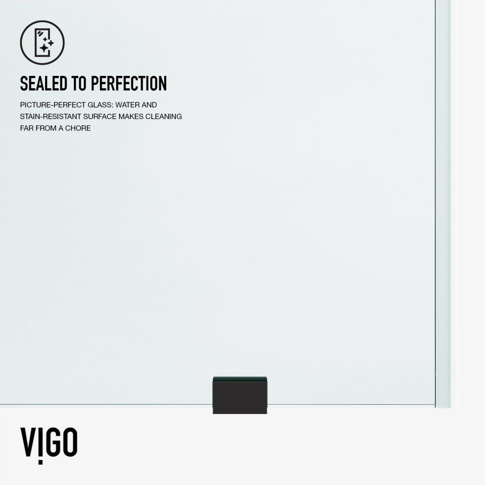 VIGO Elan 56" to 60" W x 74" H Frameless Sliding Shower Door, Matte Black, Laminated Glass