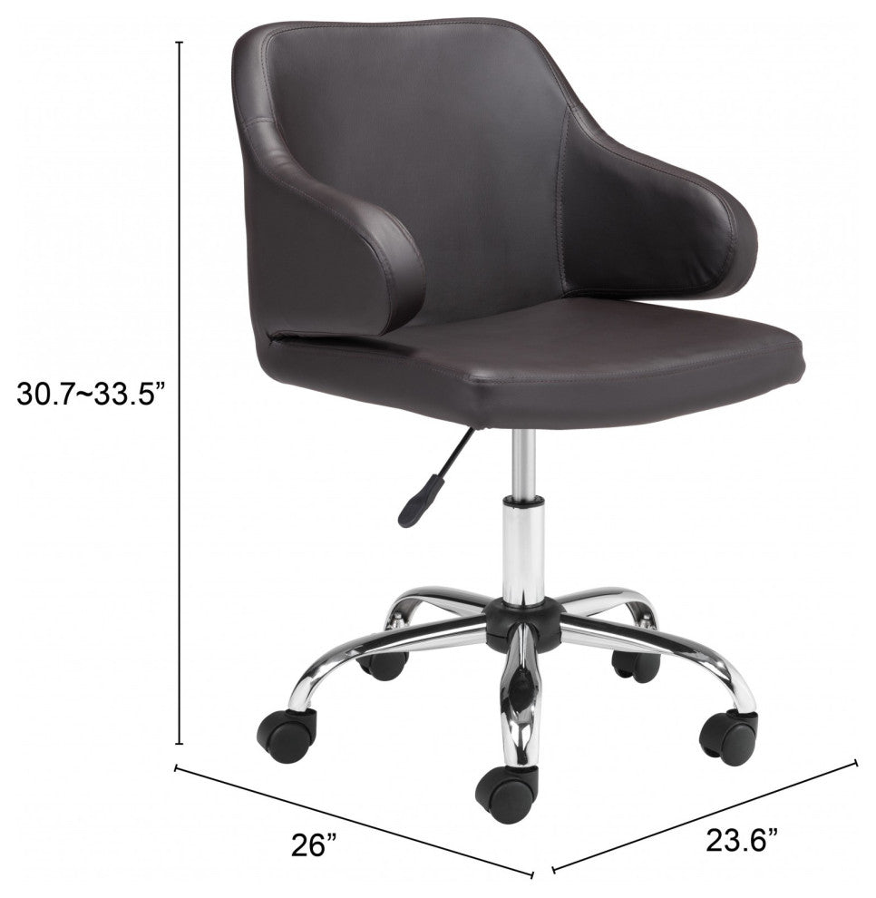 Espresso Mid Century Mod Faux Leather Office Chair