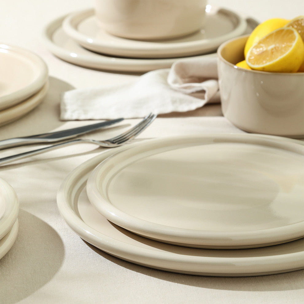 Stone Lain Eden Stoneware 12-Piece Dinnerware Set, Beige