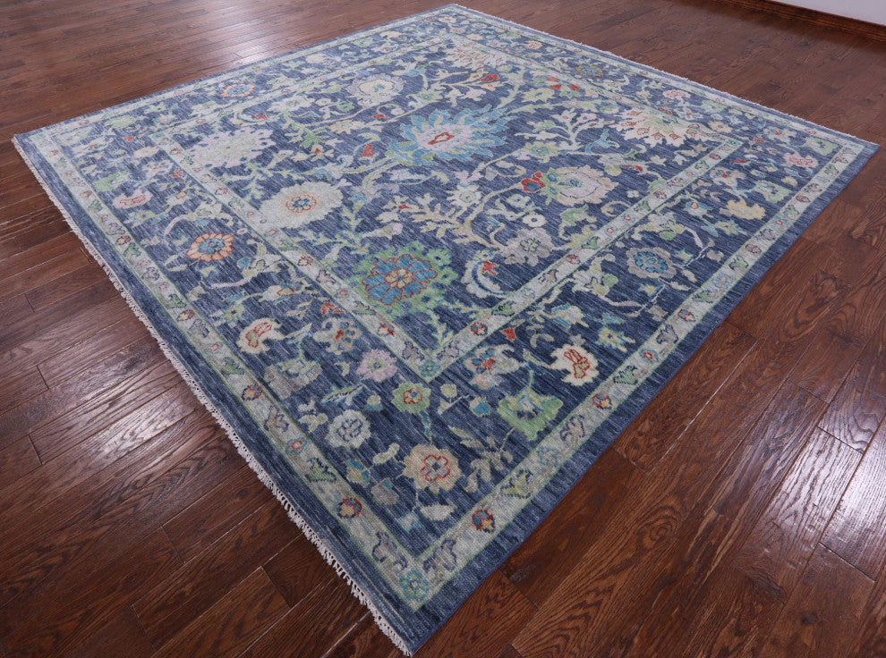 10' Square Handmade Turkish Oushak Wool Rug - Q14957