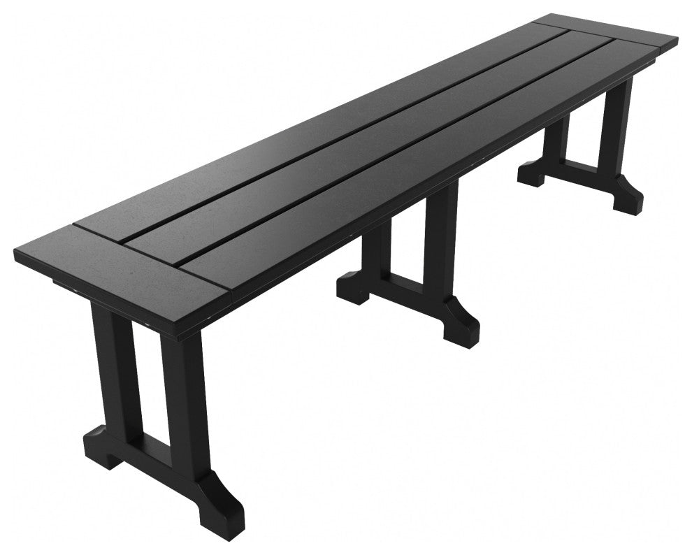WestinTrends 65" Trestle Poly Lumber Outdoor Patio Accent Bench, Picnic Bench, Black