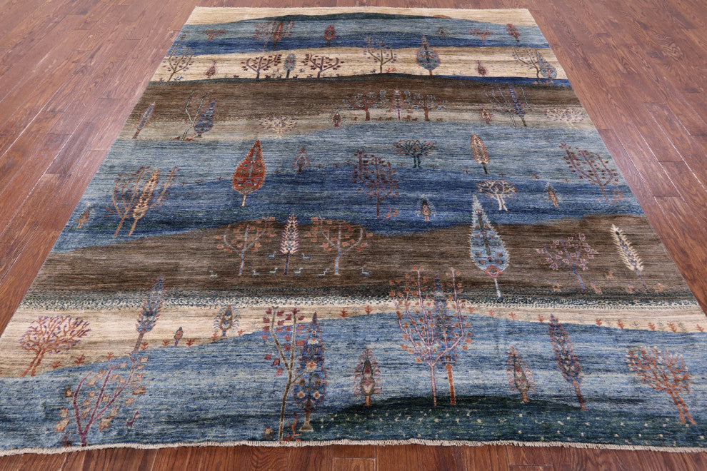 Tribal Persian Gabbeh Hand Knotted Wool Rug 8' 2" X 9' 9" Q9679