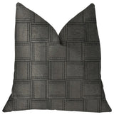 Licorice Black Artificial Leather Luxury Throw Pillow, 12"x20"