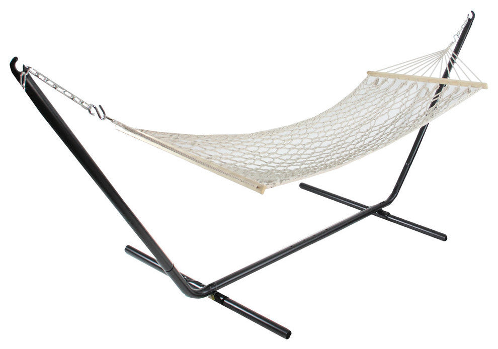 31"x78" Tan Netting Lattice Pattern Hammock With Wooden Bars