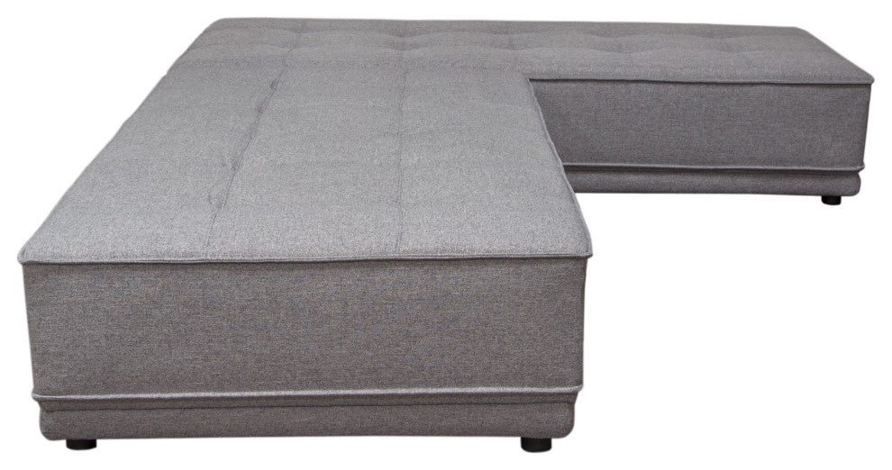Slate 2 Piece Lounge With Moveable Backrest Supports, Gray Fabric