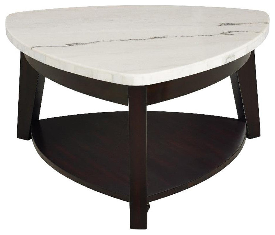 Francis White Marble Top Cocktail Table with Black Base