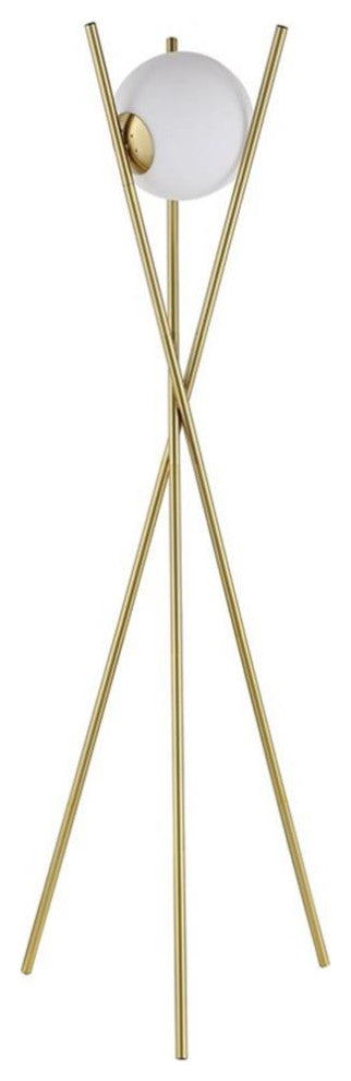 Pemberly Row Contemporary Metal Tripod Floor Lamp in Gold Finish