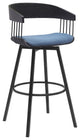 Athena Upholstered Wood Swivel Bar or Counter Stool with Black Metal