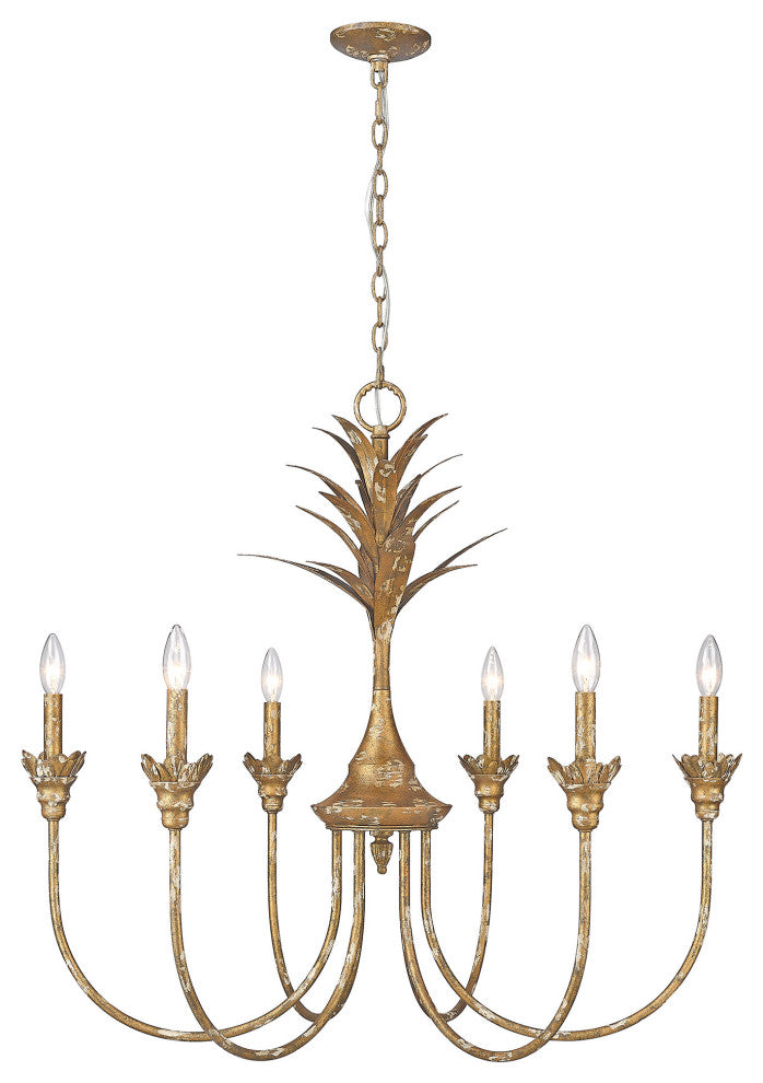 Golden Lighting 0846-6 Lillianne 6 Light 34"W Taper Candle - Antique Ivory