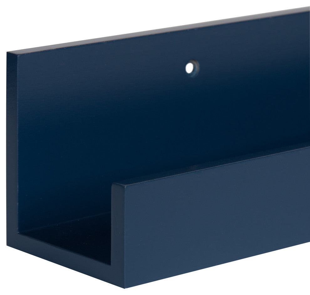 Levie Wooden Picture Ledge Wall Shelf Set, Navy Blue 2 Piece