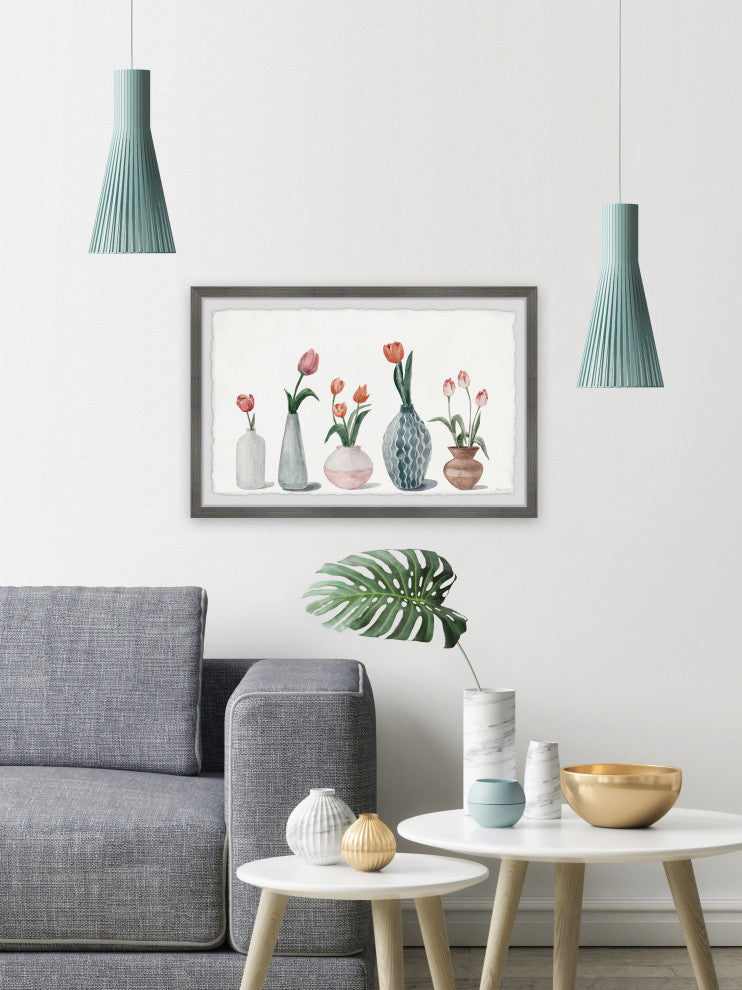 "Bottled Tulips" Framed Painting Print, 36x24