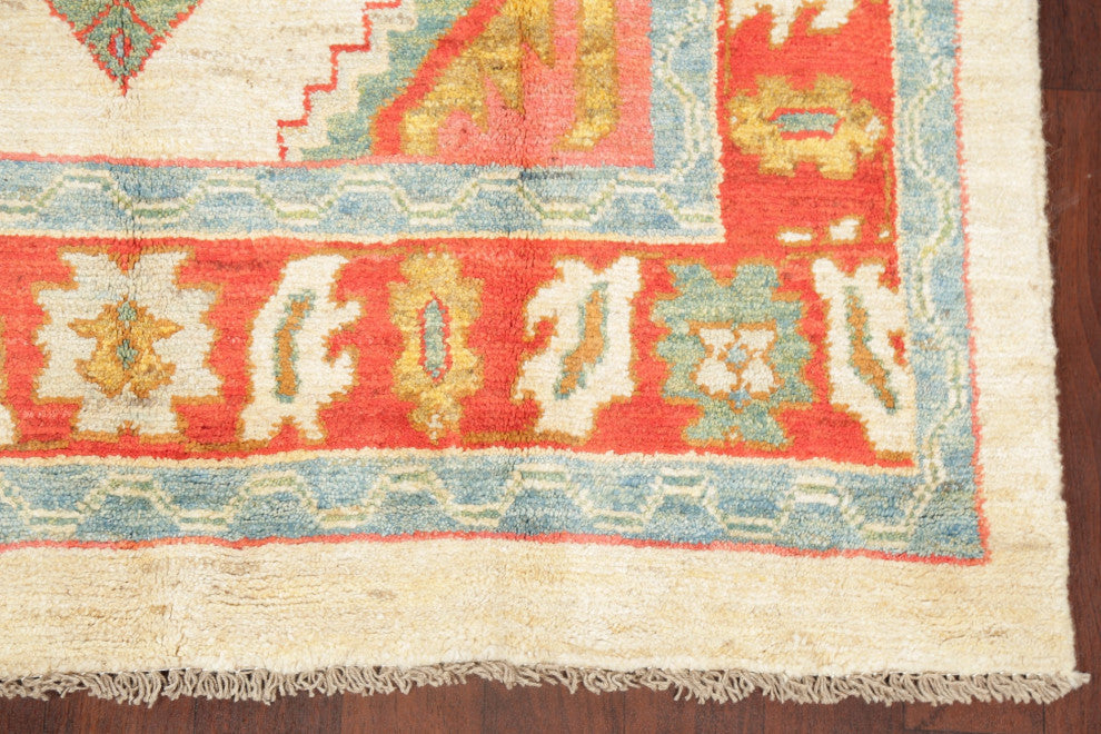 Oushak Oriental Traditional Hand-Knotted Turkish Area Rug, Beige, 9'2"x5'8