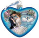 Hand Painted Treasure Of Love Heart Glass Scenic Ornament