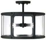 Capital Lighting 244931 Brennen 3 Light 15"W Semi-Flush Drum - Black Iron
