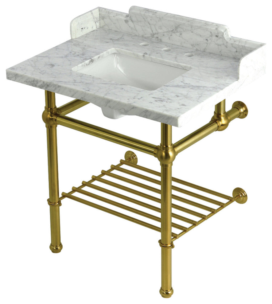 LMS3030MBSQB7 30" Console Sink with Brass Legs (8-Inch, 3 Hole)