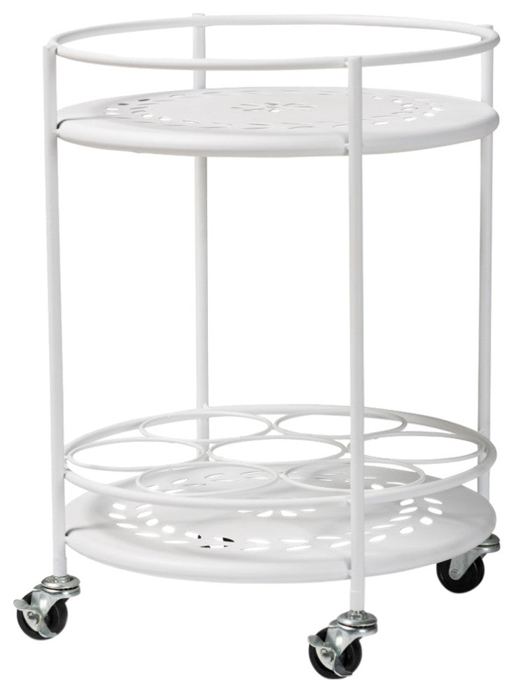 Joelle Industrial Kitchen Cart, White
