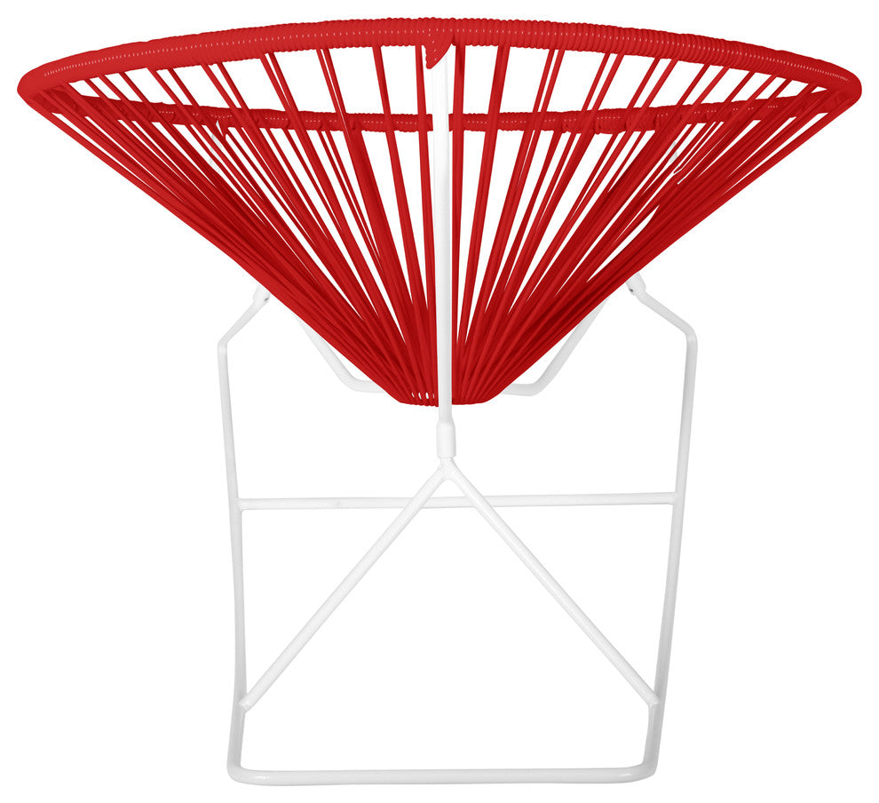 Innit Indoor/Outdoor Handmade Rocker, Red Weave, White Frame