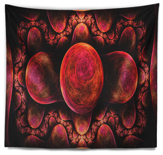 Red Exotic Fractal Pattern Abstract Wall Tapestry, 92"x78"