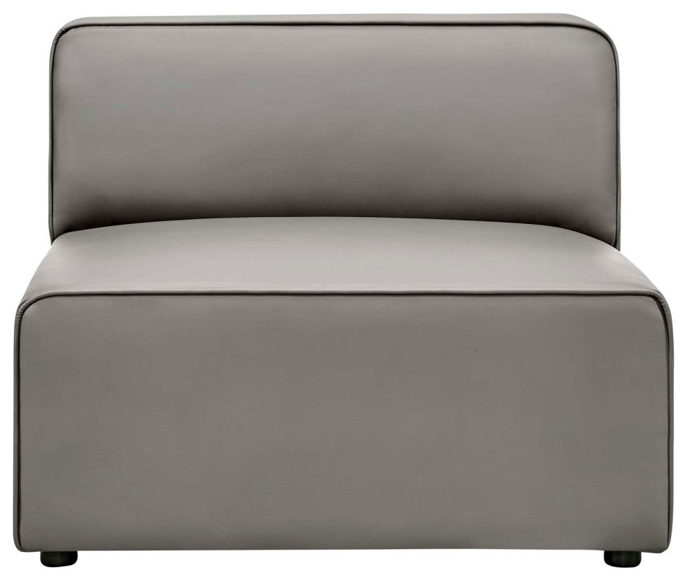 Sofa Middle Chair, Faux Vegan Leather, Gray, Modern, Lounge Hospitality