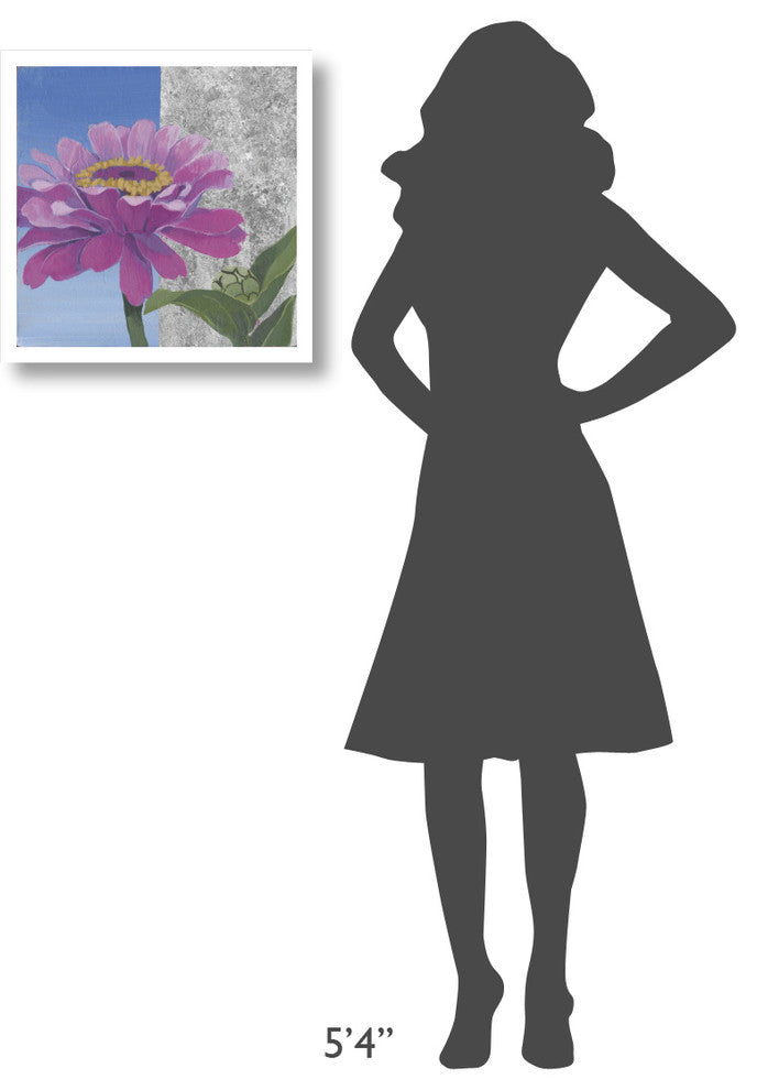 "Zinnia Pink and Silver" Digital Paper Print by Kathrine Lovell, 20"x20"