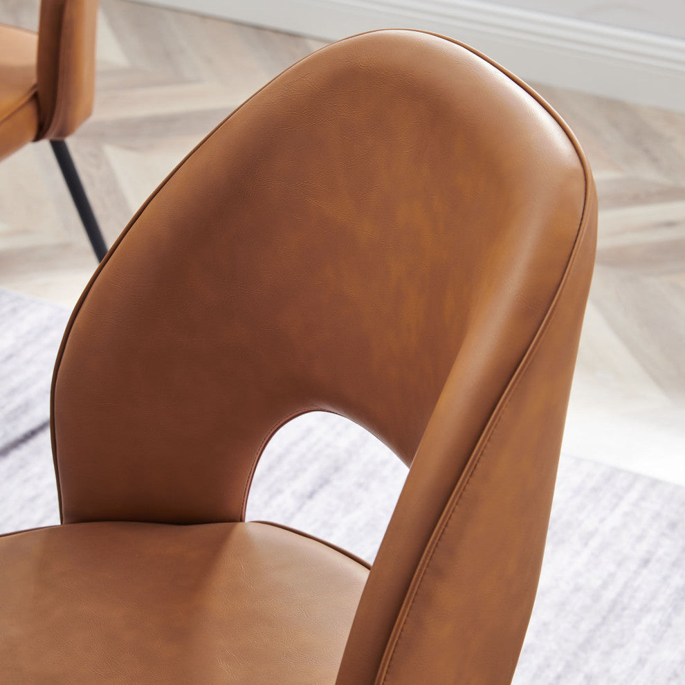 Nico Vegan Leather Dining Chair Set of 2 Black Tan -4674