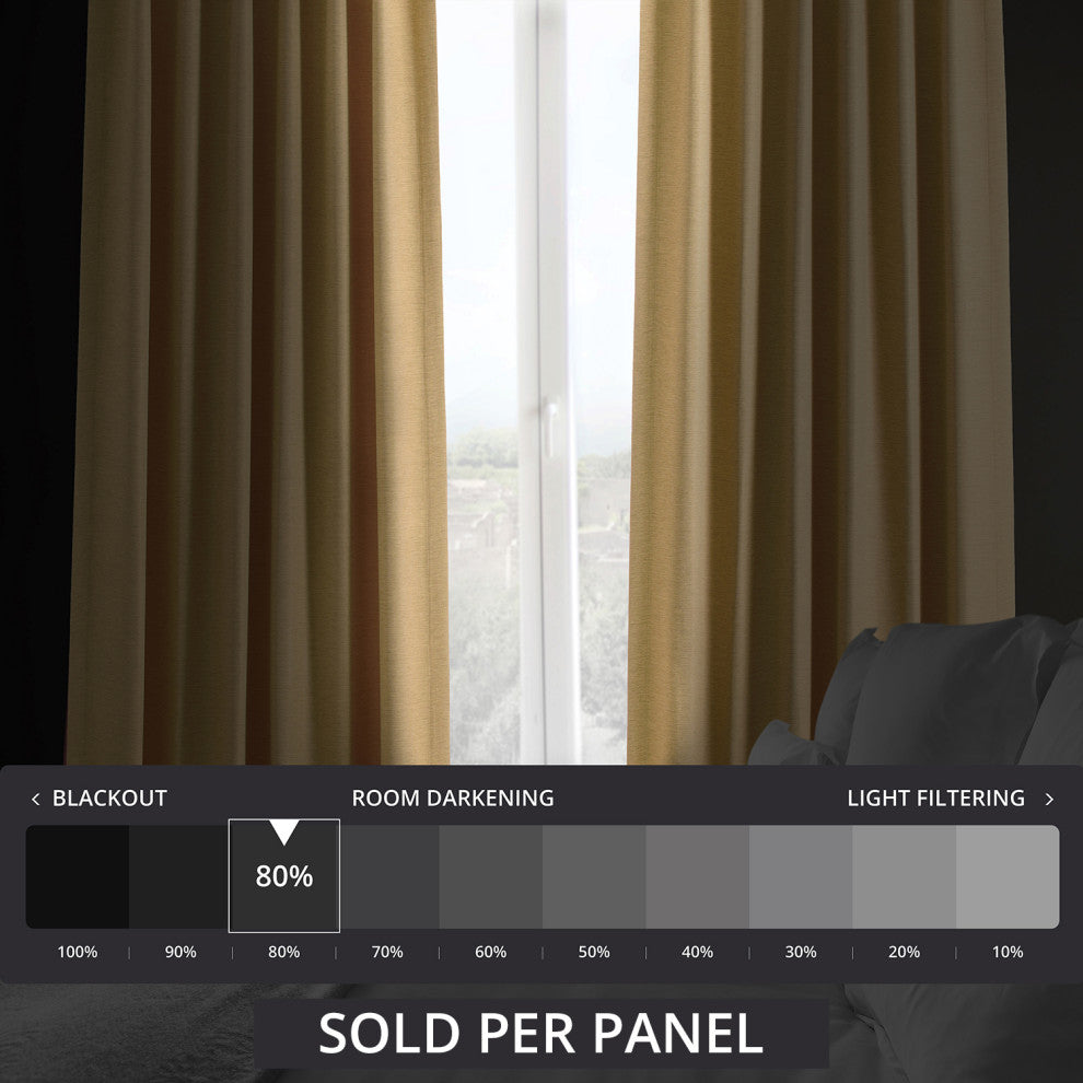 Bellino Blackout Room Darkening Curtain Single Panel, Trinket Gold, 50"x96"