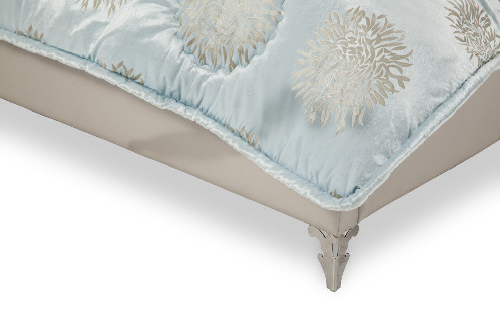 AICO Michael Amini Hollywood Loft Queen Upholstered Platform Bed Frost