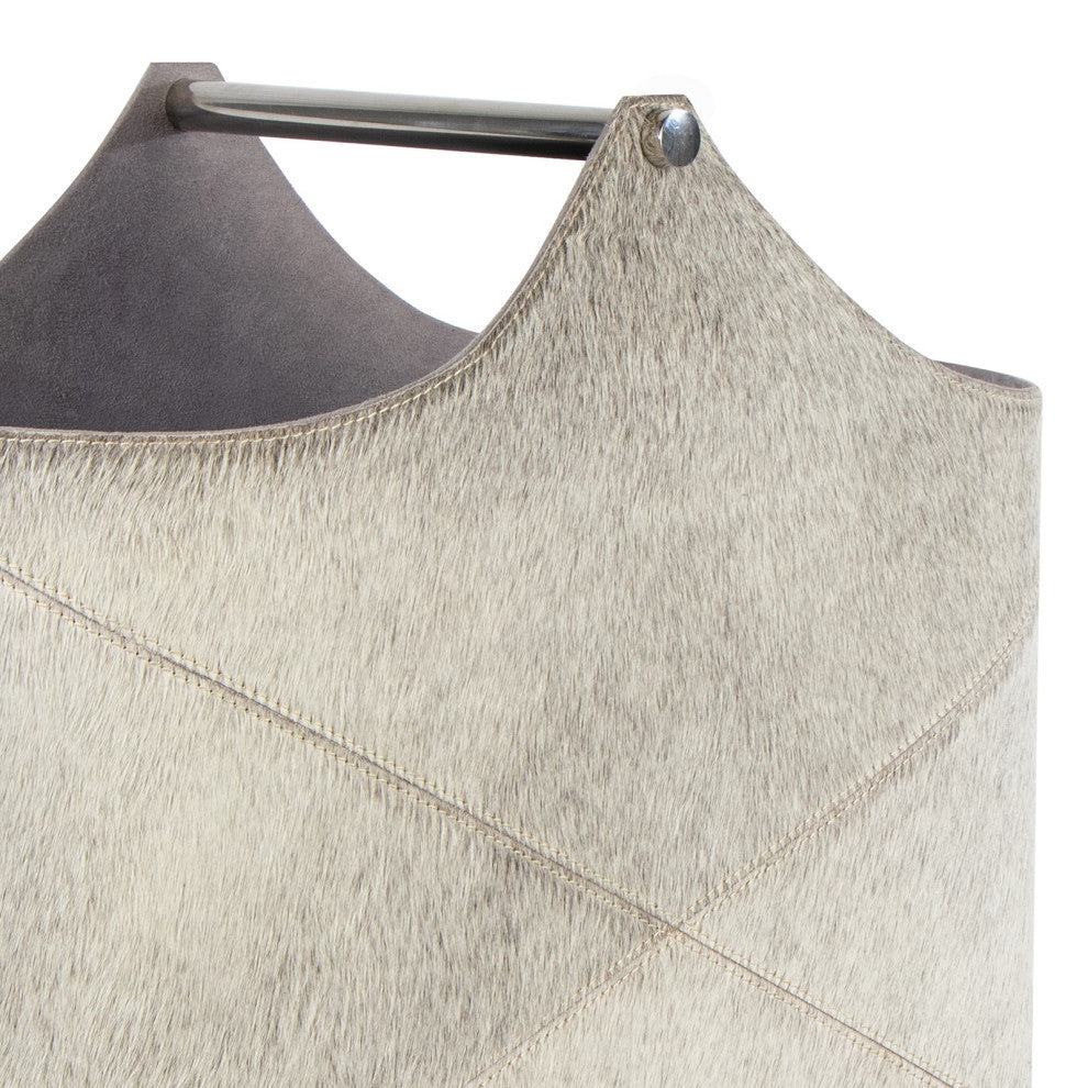 Andres Hair on Hide Basket, Gray