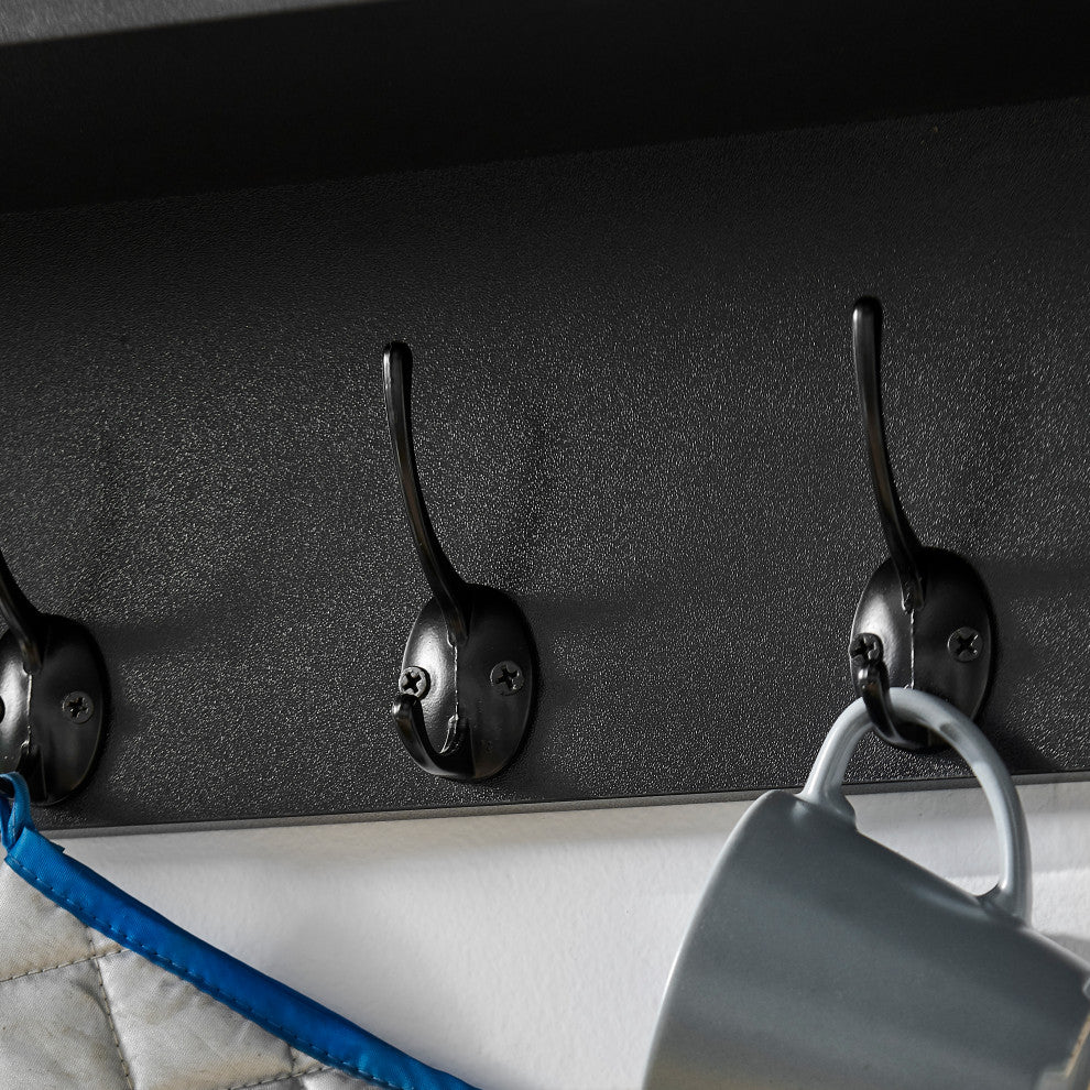 Danya B. Entryway Floating Utility Wall Shelf with Hooks "“ Wall Mounted, Black