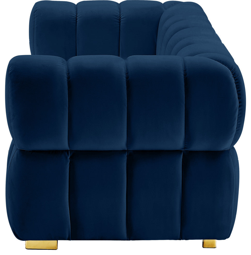 Gwen Velvet Upholstered Chair, Navy, Loveseat