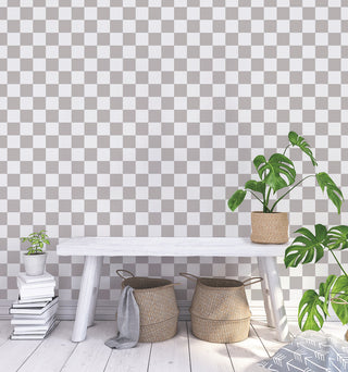 Checkmate Peel and Stick Wallpaper Grey Check Sample