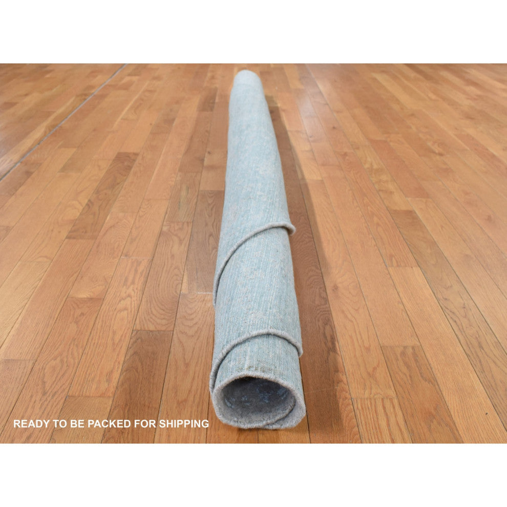 Gray Cypress Tree Design Wool and Silk Hand Loomed Round Rug 8' x 8'
