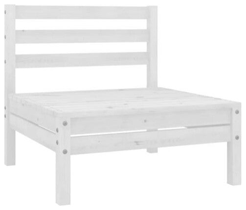 vidaXL 4x Solid Pinewood Patio Middle Sofas White Wooden Seating Furniture