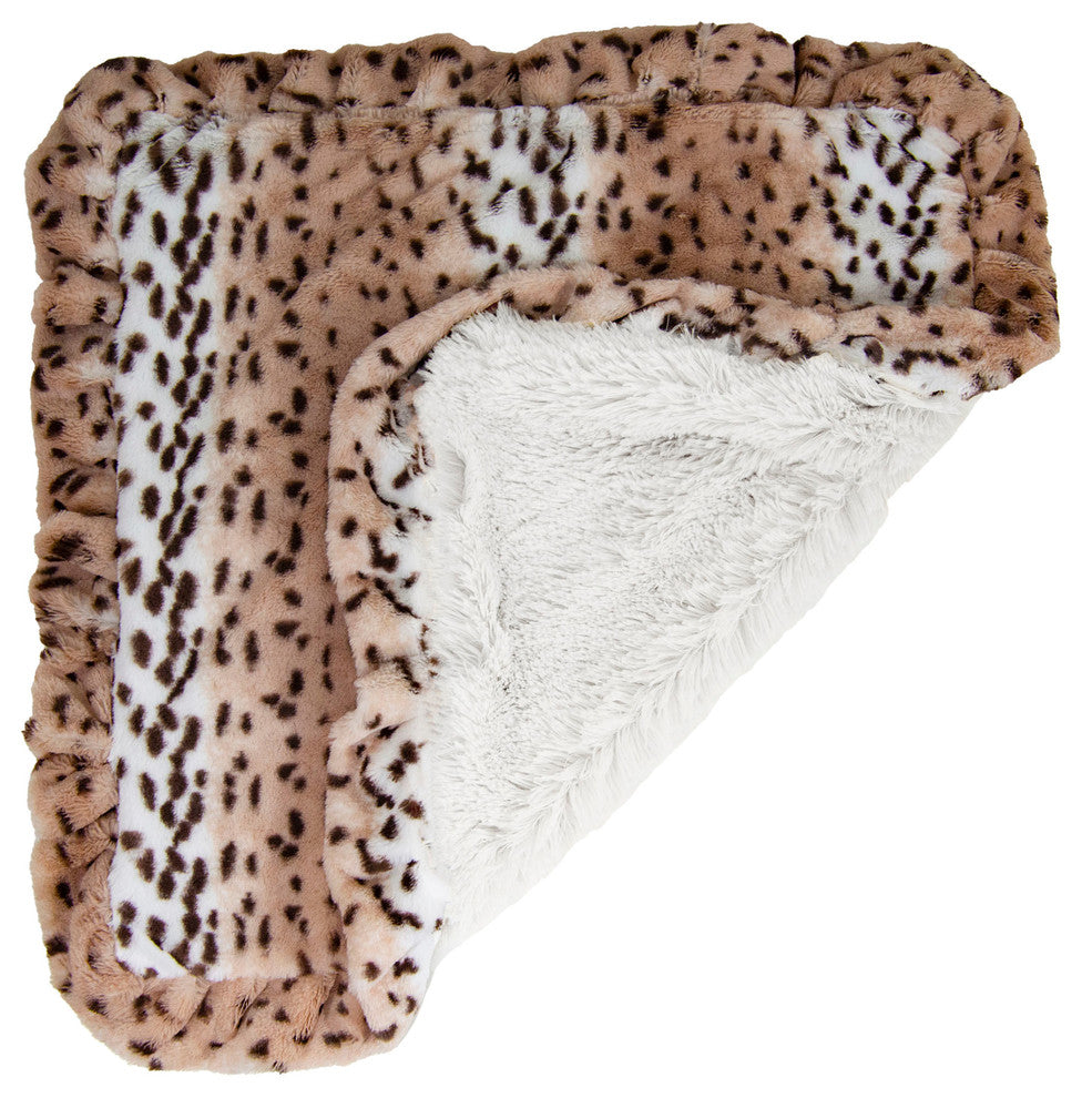 Pet Blanket, Aspen Snow Leopard and Snow White, With Ruffle, Small