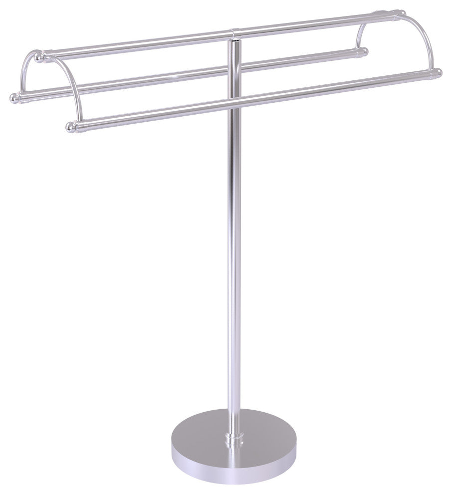 Free Standing Double Arm Towel Holder, Satin Chrome