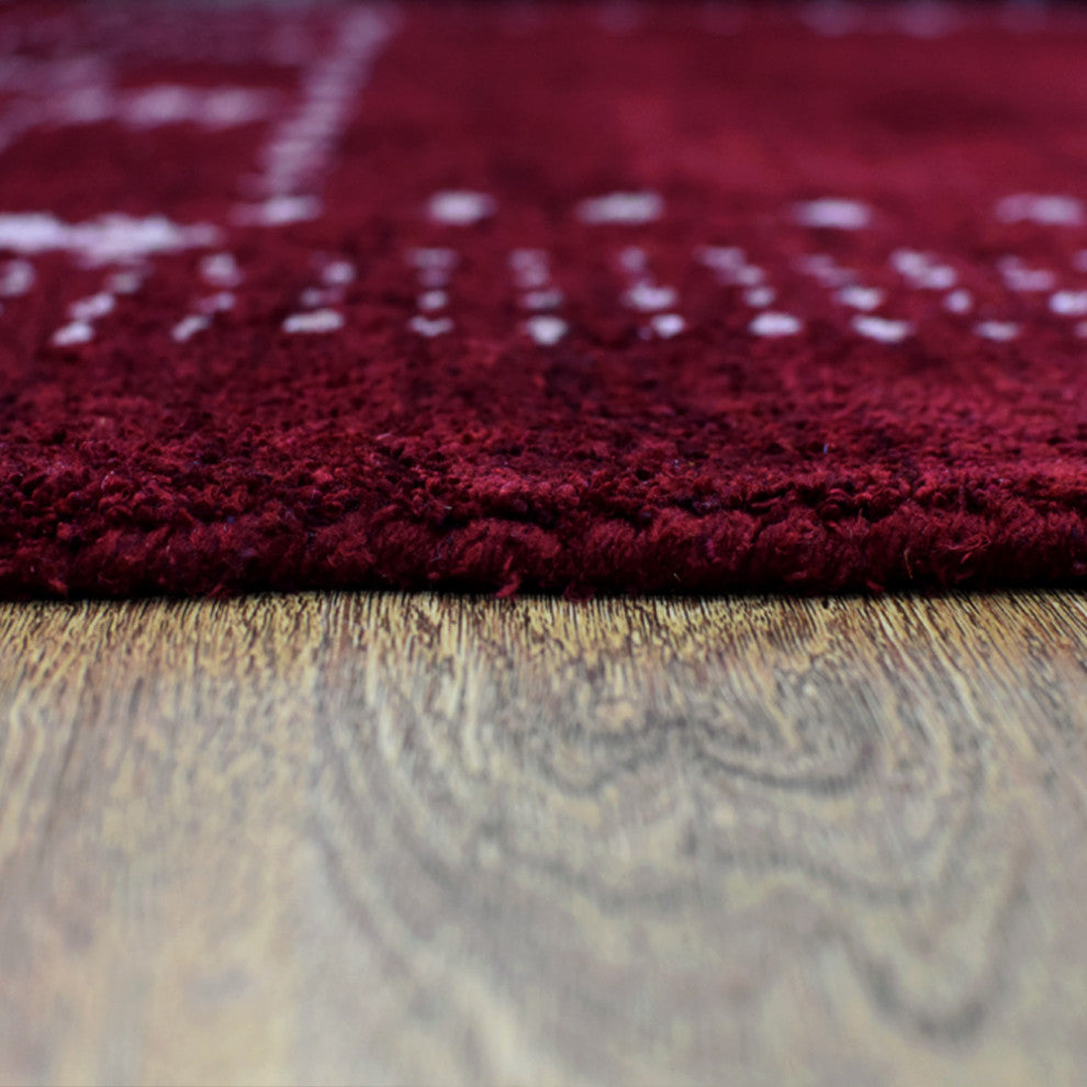 HAND KNOTTED LOOM SILK ECO-FRIENDLY AREA RUGS -6'x9',Rectangle,Red,Contemporary
