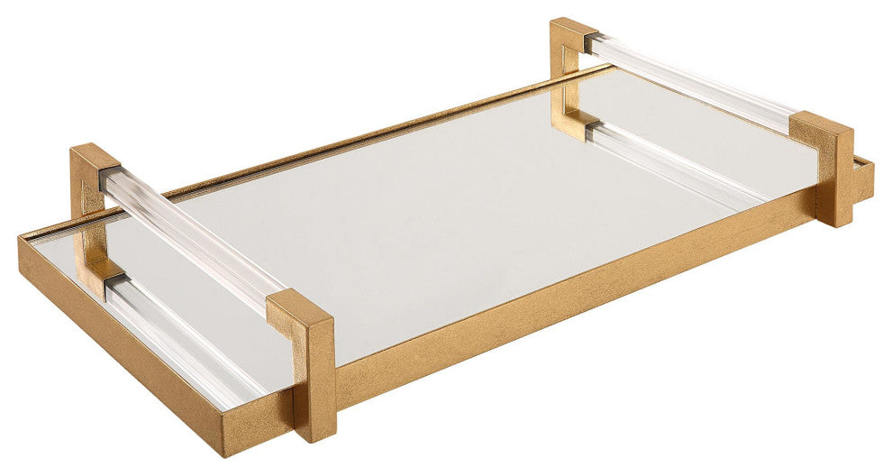 Uttermost 18083 Deki 23-3/4"W Acrylic and Iron Tray - Gold / Clear
