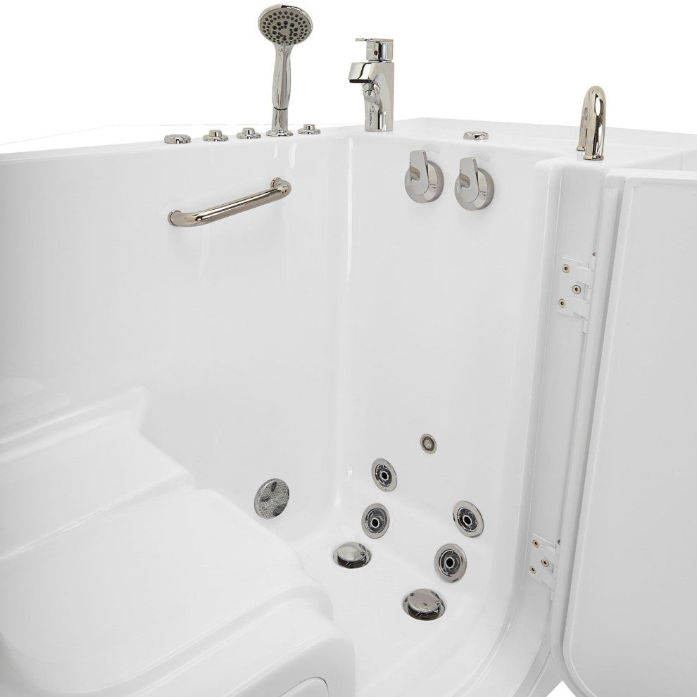 Ella Wheelchair Transfer 32"x52" Walk-In Bathtub,Outswing Door,Faucet,Dual Drain