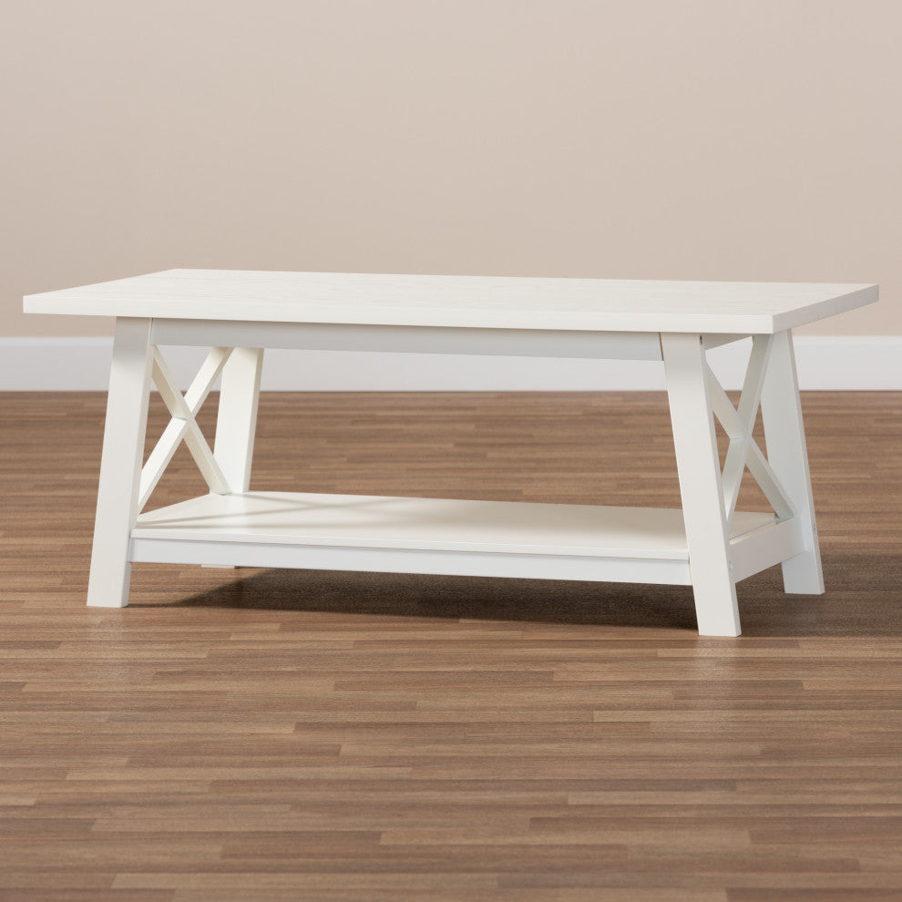 Germain Modern and Contemporary White Finished Wood Coffee Table